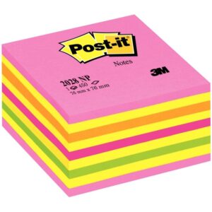 Cube de 450 feuilles de notes post-it néon rose