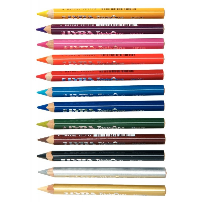 Etui carton de 12 crayons Triple One 6,25mm assorties