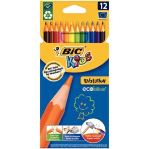 Etui carton recyclé de 12 crayons de couleurs assorties Évolution 17,5 cm