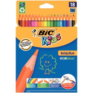 Etui carton recyclé de 18 crayons de couleurs Évolution 17,5 cm couleur assorties