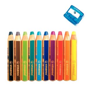 Étui de 10 crayons de couleur aquarelle Woody +1 taille-crayon