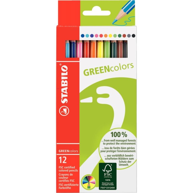 Etui de 12 crayons de couleur Greencolors  assortis