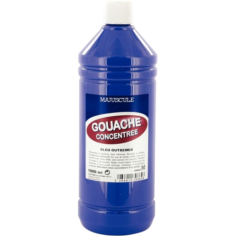 Flacon 1L de gouache concentrée MAJUSCULE, bleu outremer