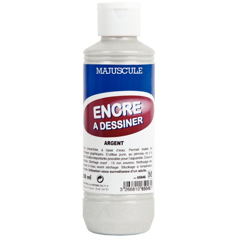 Flacon de 250 ml d’encre à dessiner argent