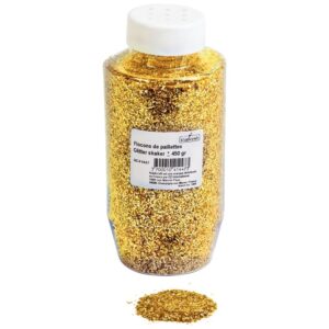 Flacon de 450 grammes de flocons paillettes scintillantes or