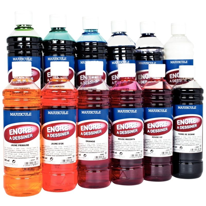 Flacon de 500 ml d’encre à dessiner MAJUSCULE bleu outremer