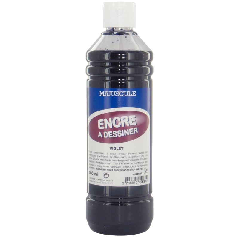 Flacon de 500 ml d’encre à dessiner MAJUSCULE violet