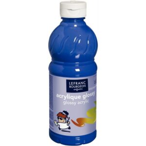 Flacon de 500 ml de peinture acrylique brillante Glossy de Lefranc & Bourgeois cyan