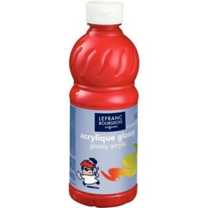 Flacon de 500 ml de peinture acrylique brillante Glossy de Lefranc & Bourgeois rouge vif