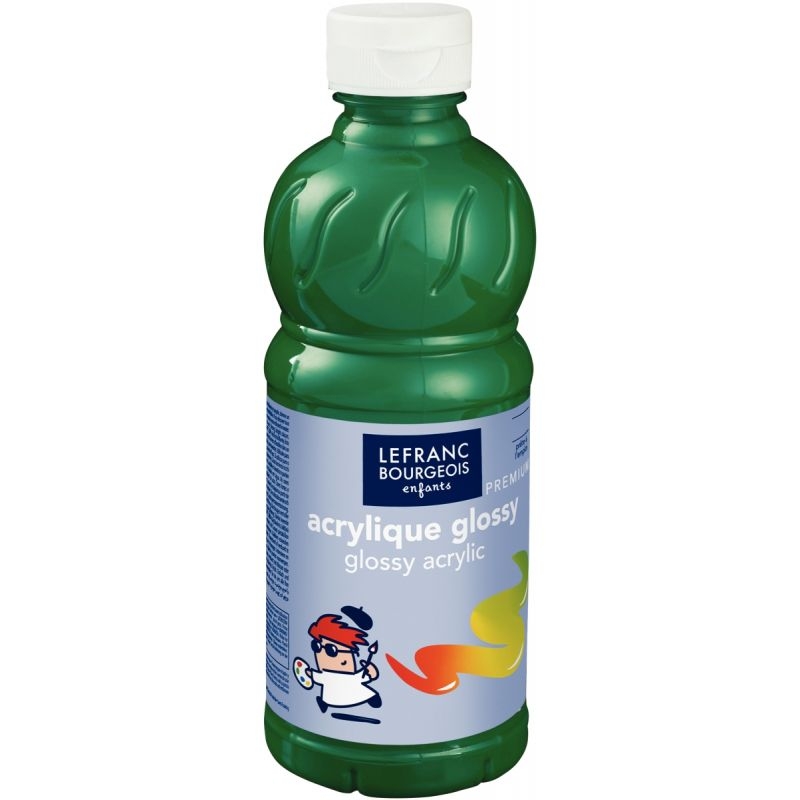 Flacon de 500 ml de peinture acrylique brillante Glossy de Lefranc & Bourgeois vert brillant