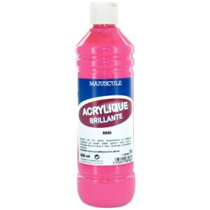 Flacon de 500 ml de peinture acrylique brillante MAJUSCULE rose