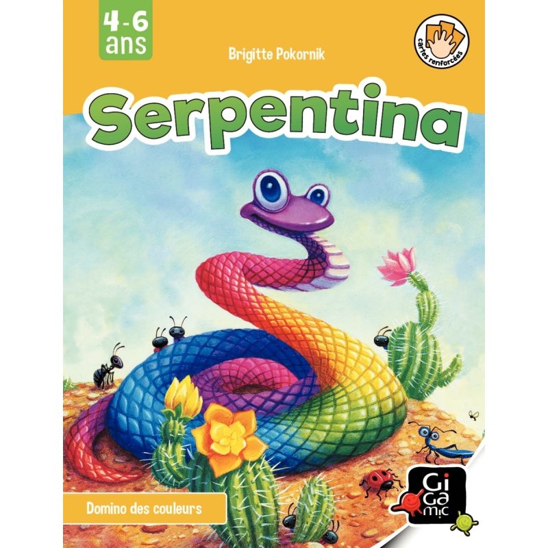 La boîte “SERPENTINA” contient 50 plaques illustrées règle du jeu