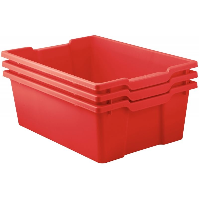 Lot 3 bacs en plastique grand modèle rouge