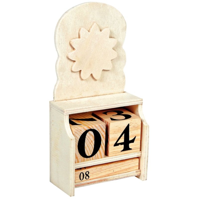 Lot 5 calendriers perpétuels en bois à décorer