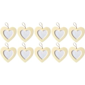 Lot de 10 cadres coeur à suspendre, en bois