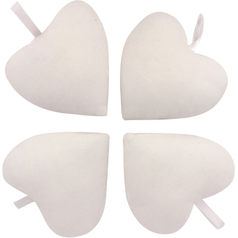 Lot de 10 coeurs en coton blanc 8×10 cm