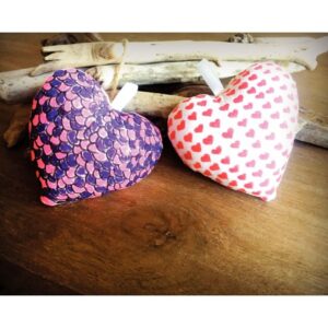 Lot de 10 coeurs en coton blanc 8×10 cm