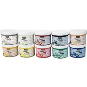 Lot de 10 pots de 225 ml de gouache aux doigts TACTIL’COLOR