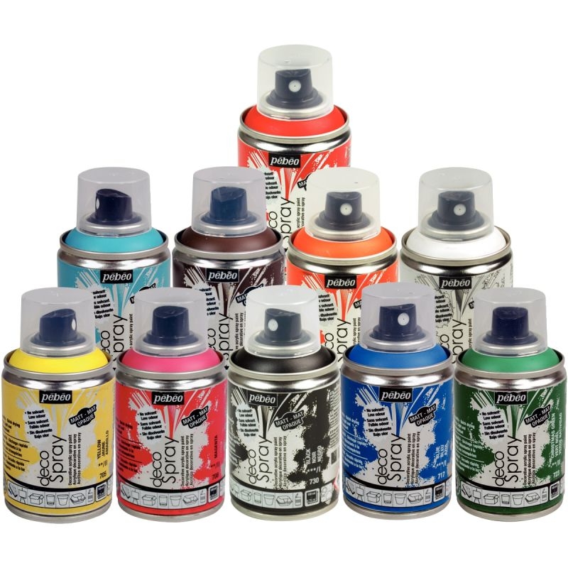 Lot de 10 sprays 100ml de peinture acrylique