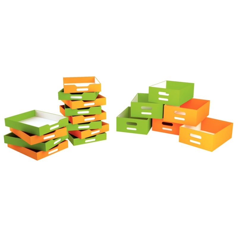 Lot de 12 bacs orange petit modèle en carton