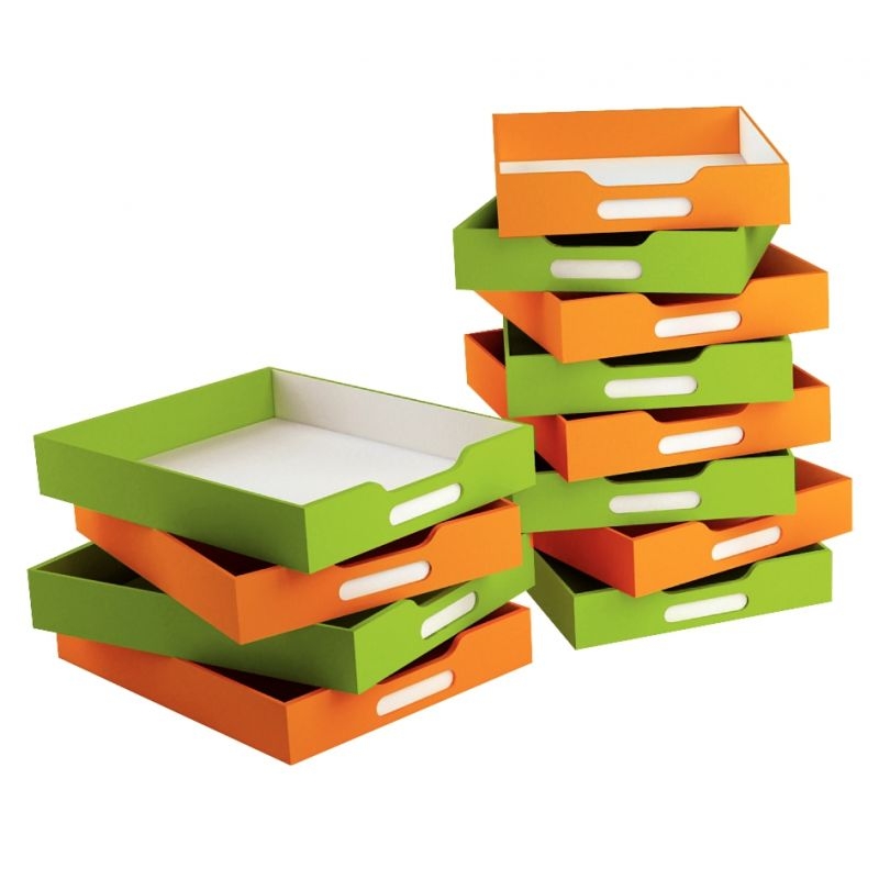 Lot de 12 bacs orange petit modèle en carton