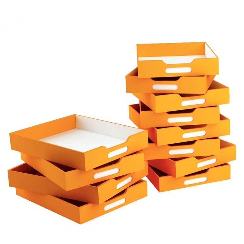 Lot de 12 bacs orange petit modèle en carton