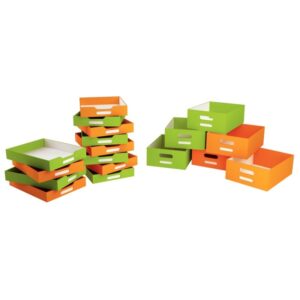 Lot de 12 bacs vert petits modèle en carton