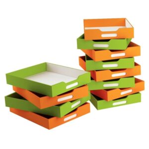 Lot de 12 bacs vert petits modèle en carton