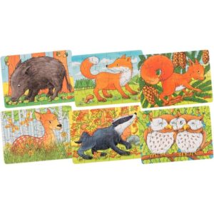 Lot de 18 puzzles 24 pièces en bois, les animaux du monde