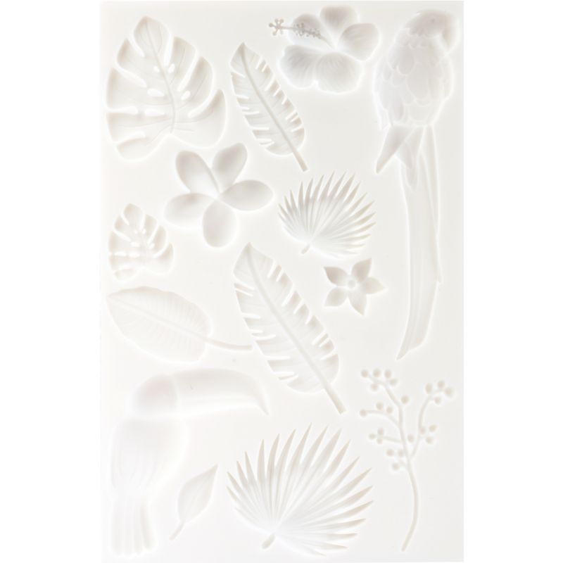 Lot de 2 moules silicone tropical et floral 20 x 13 cm