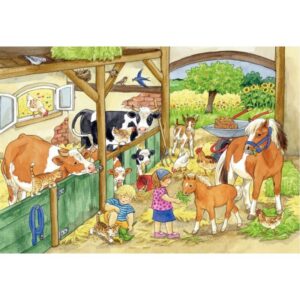 Lot de 2 puzzles en carton 24 pièces, bonheur à la ferme