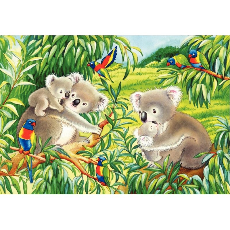 Lot de 2 puzzles en carton 24 pièces, koalas et pandas
