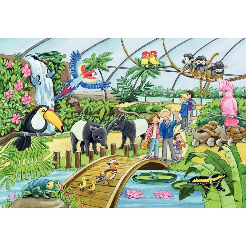 Lot de 2 puzzles en carton 24 pièces, visite au zoo