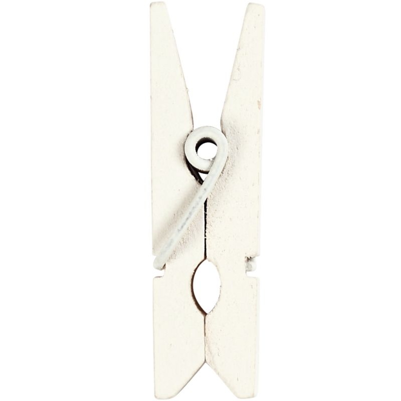 Lot de 20 pinces à linge en bois blanches