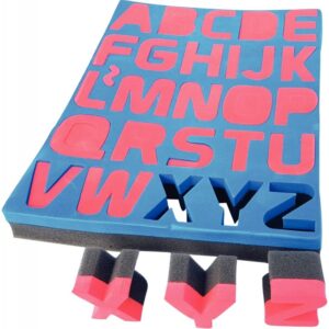 Lot de 26 maxi pochoirs éponges 2 densités. les 26 lettres de l’alphabet en majuscule