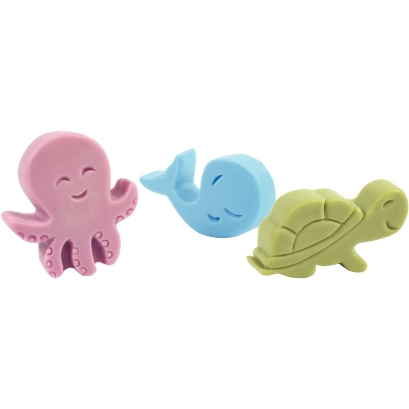 Lot de 3 mini moules pour savon forme animaux aquatiques