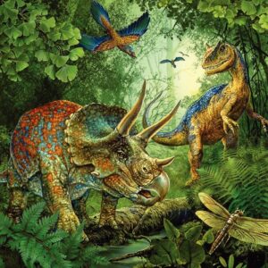 Lot de 3 puzzles 49 pièces en carton, les dinosaures