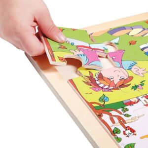 Lot de 4 puzzles à cadre en bois 15 pièces les saisons