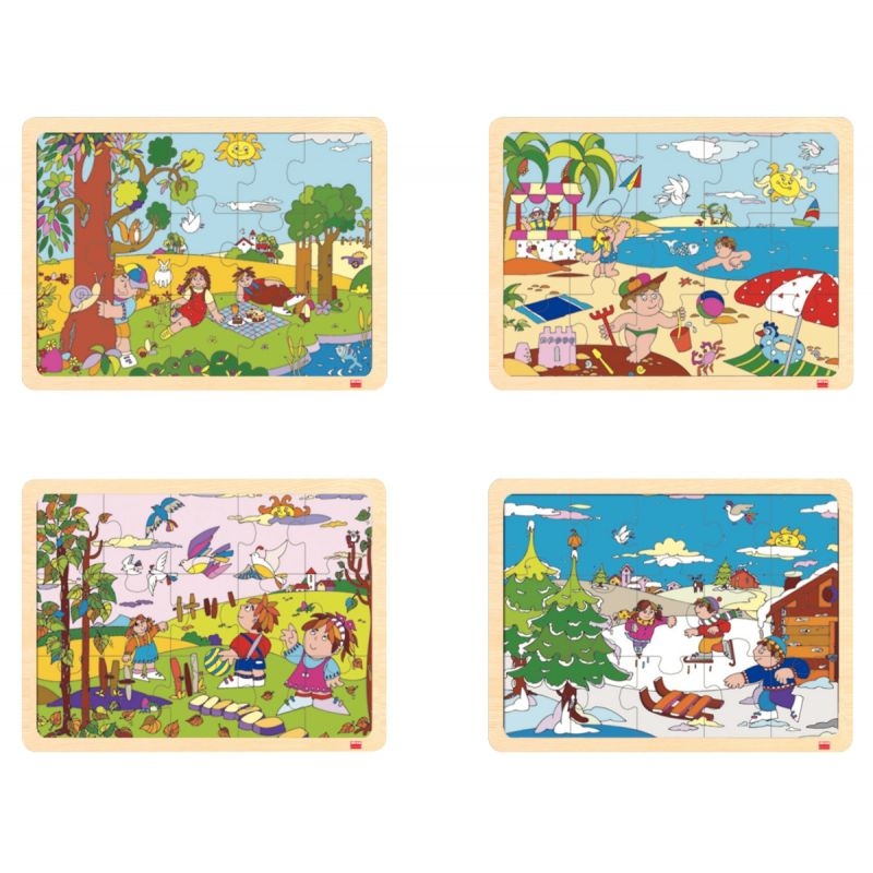 Lot de 4 puzzles à cadre en bois 15 pièces les saisons
