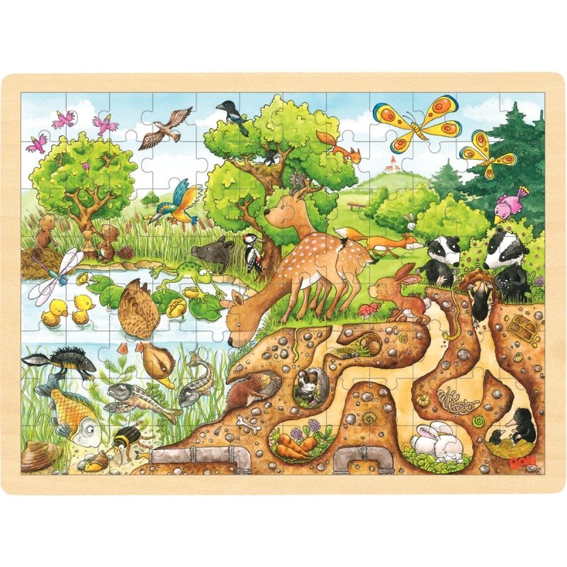 Lot de 4 puzzles à cadre en bois 96 pièces, thèmes divers n°1