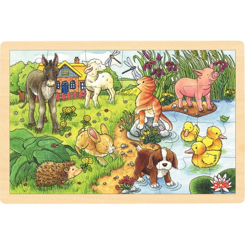 Lot de 4 puzzles à cadre en bois assortis, 24 pièces