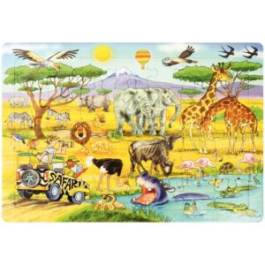 Lot de 4 puzzles à cadre en carton 35 pièces les animaux