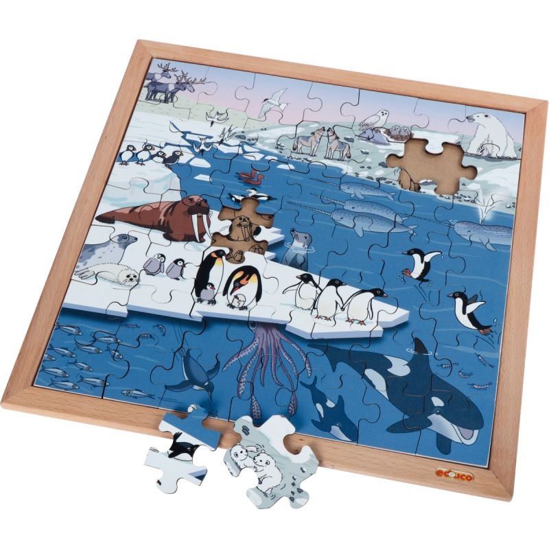 Lot de 4 puzzles en bois 49 pièces, les animaux