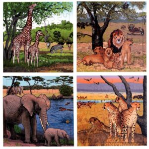 Lot de 4 puzzles en bois “La savane”