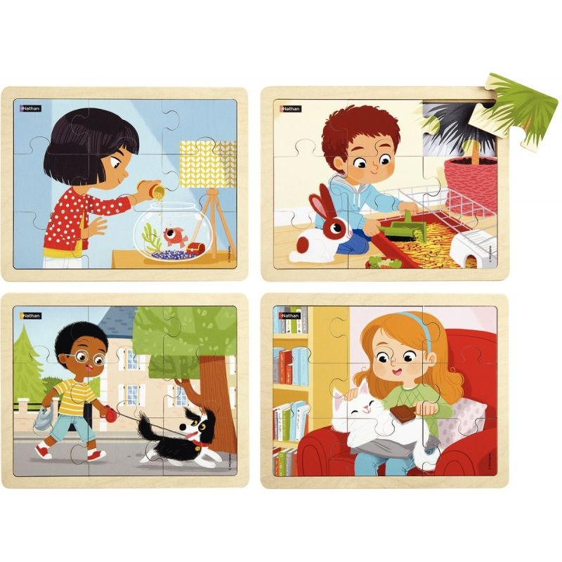 Lot de 4 puzzles, prendre soin