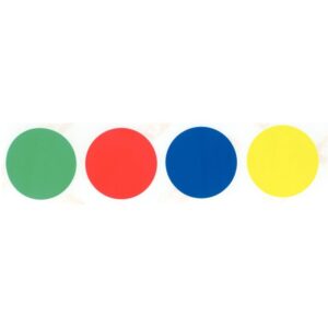 Lot de 4 rouleaux de maxi gommettes adhésives rondes diamètre 33 mm, couleurs vives assorties