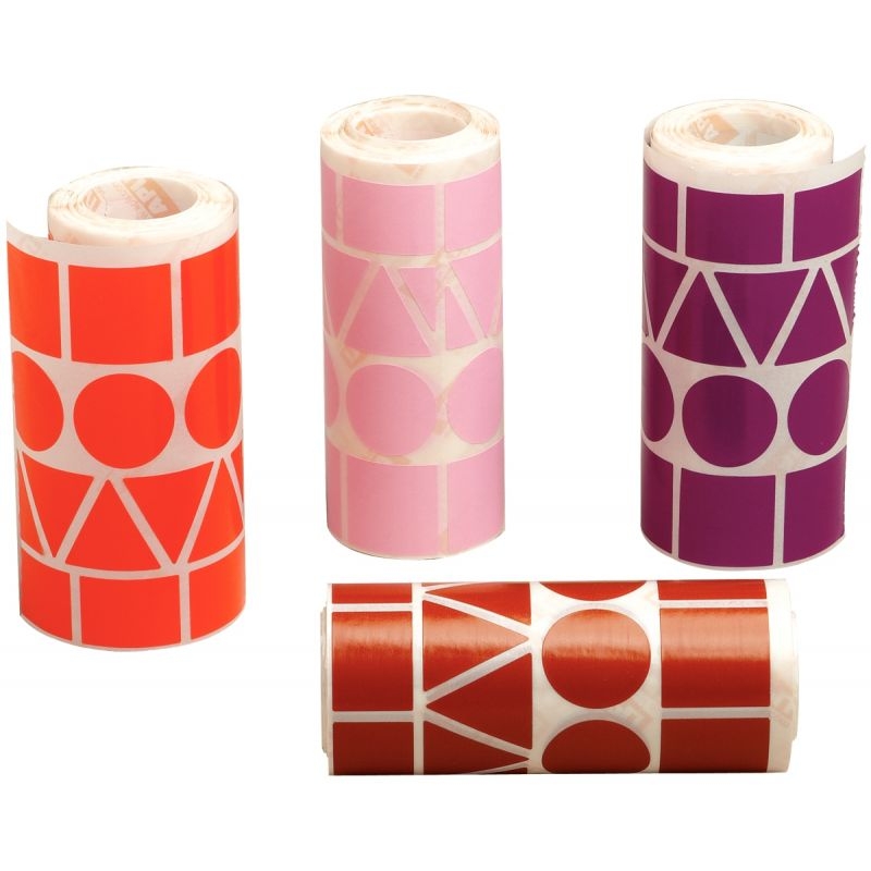 Lot de 4 rouleaux de maxi gommettes géométriques adhésives, couleurs pop assorties