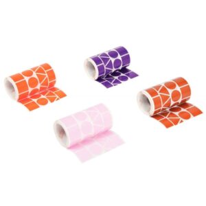 Lot de 4 rouleaux de maxi gommettes géométriques adhésives, couleurs pop assorties