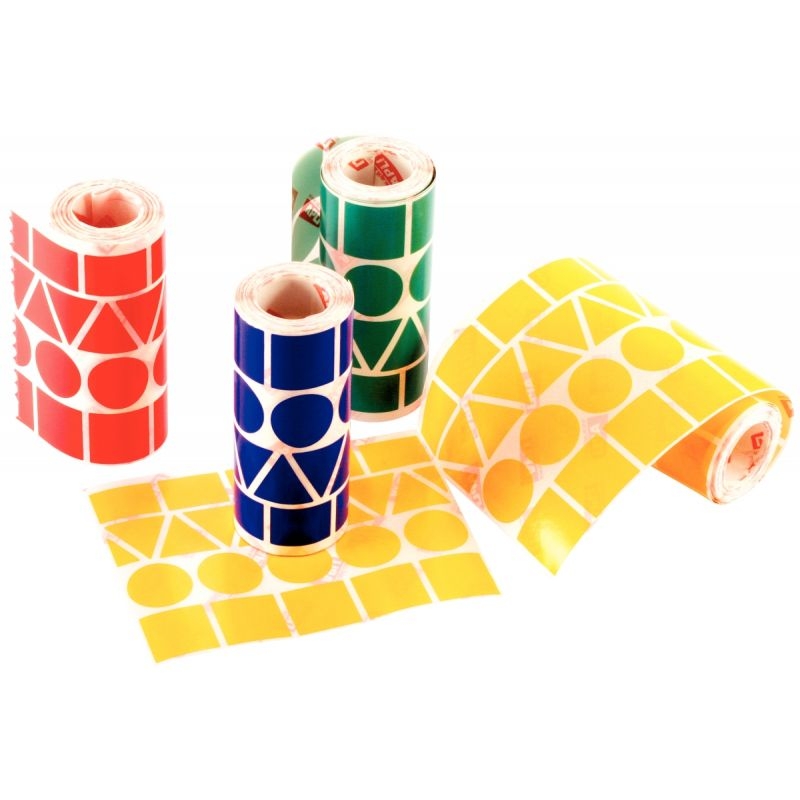 Lot de 4 rouleaux de maxi gommettes géométriques adhésives, couleurs vives assorties