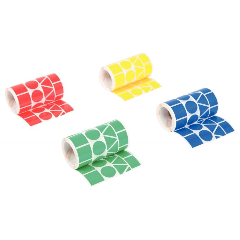 Lot de 4 rouleaux de maxi gommettes géométriques adhésives, couleurs vives assorties